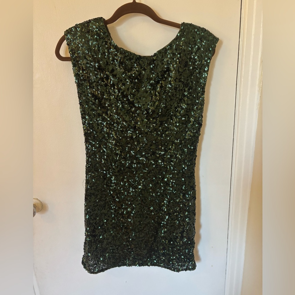 Alice + Olivia green sequin mini dress